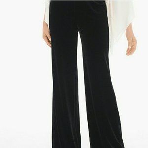 Ann Taylor Black Velvet Wide Leg Side Zip 32.5" Inseam Cotton/Spandex Pants Sz 0